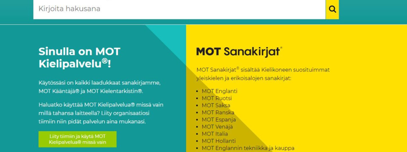 New MOT Kielipalvelu dictionary online is at your disposal | Tampere  universities