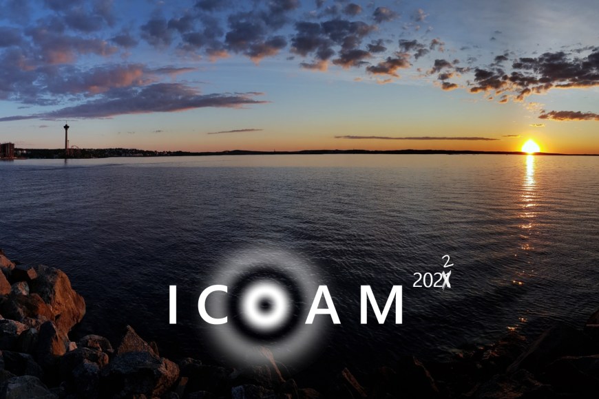 Tampere landscape with ICOAM logo