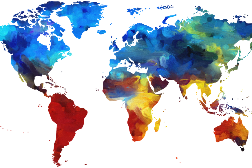 World map in colour
