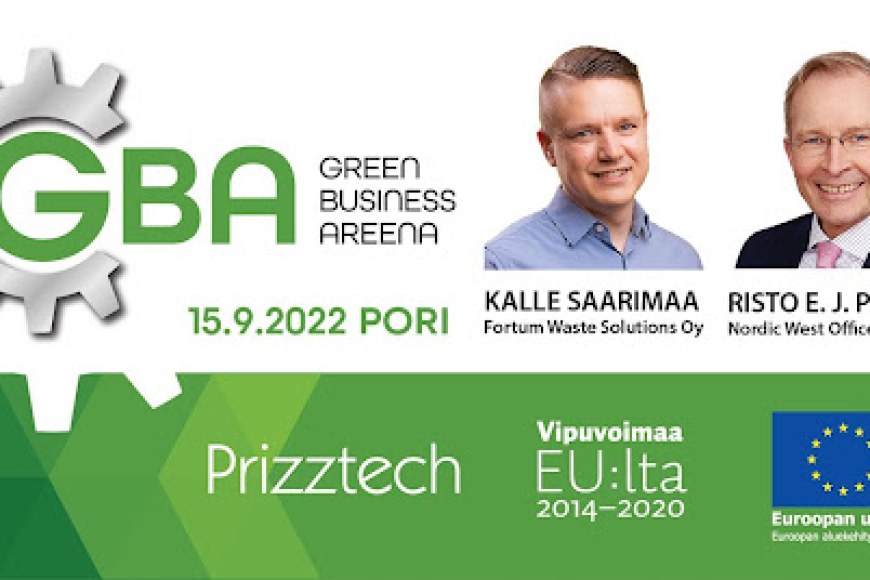 Green Business Arena 15.9.2022 Porissa. Pääpuhujat Kalle Saarimaa Fortum Waste Solutions Oy:ltä ja Risto E.J. Penttilä Nordic West Officelta.
