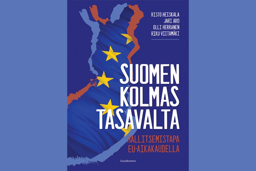 Kirjan kansi, jossa Suomen maan muoto ja teksti Suomen kolmas tasavalta, kirjoittajien nimet ja kustantaja.