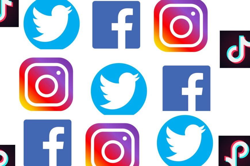 Facebook, Intagram, Twitter ja TikoTok -palvelujen logot