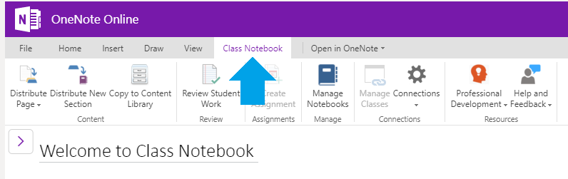 Class Notebook -välilehdellä hallitaan muistiota ja siellä olevaa sisältöä