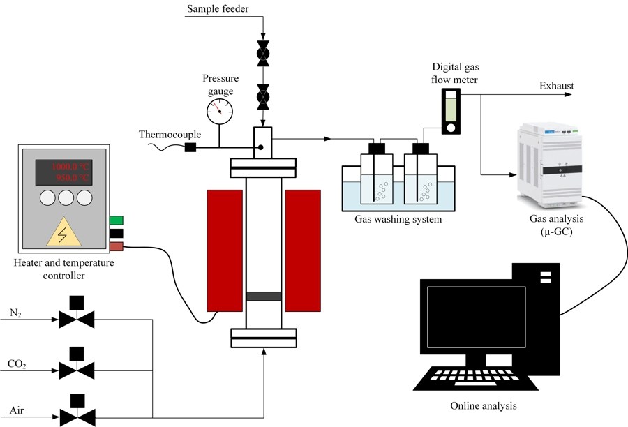 Schematic presentation of the fluidized bed reactor