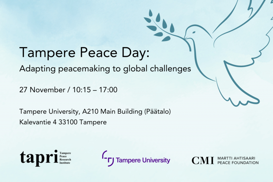 Tampere Peace Dayn tapahtumatiedot ja järjestäjien logot.