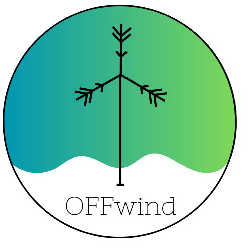 OFFwind logo with snowflake as a wind turbine blade