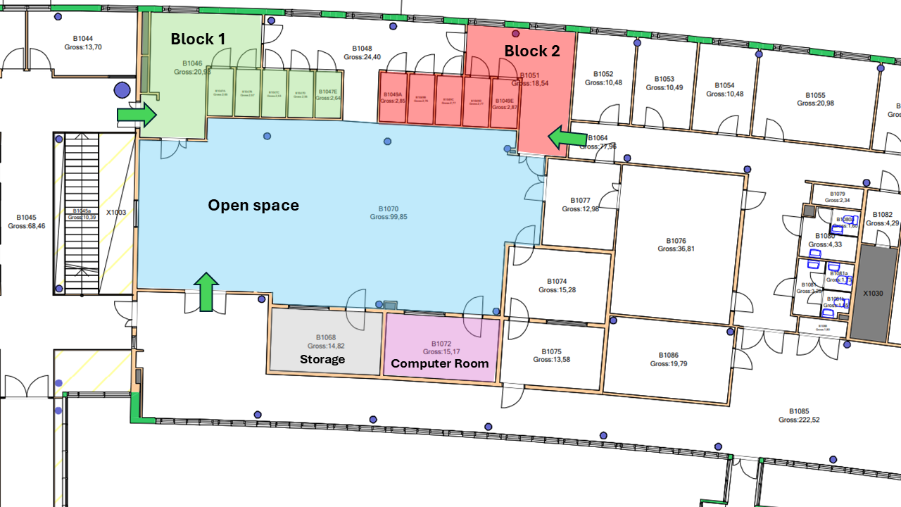 Floorplan that shows the different areas in Ludus