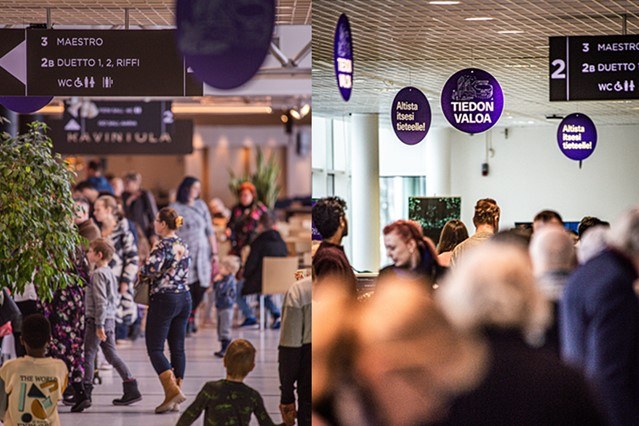 Tapahtumayleisöä Tiedon valoa -tapahtumassa.