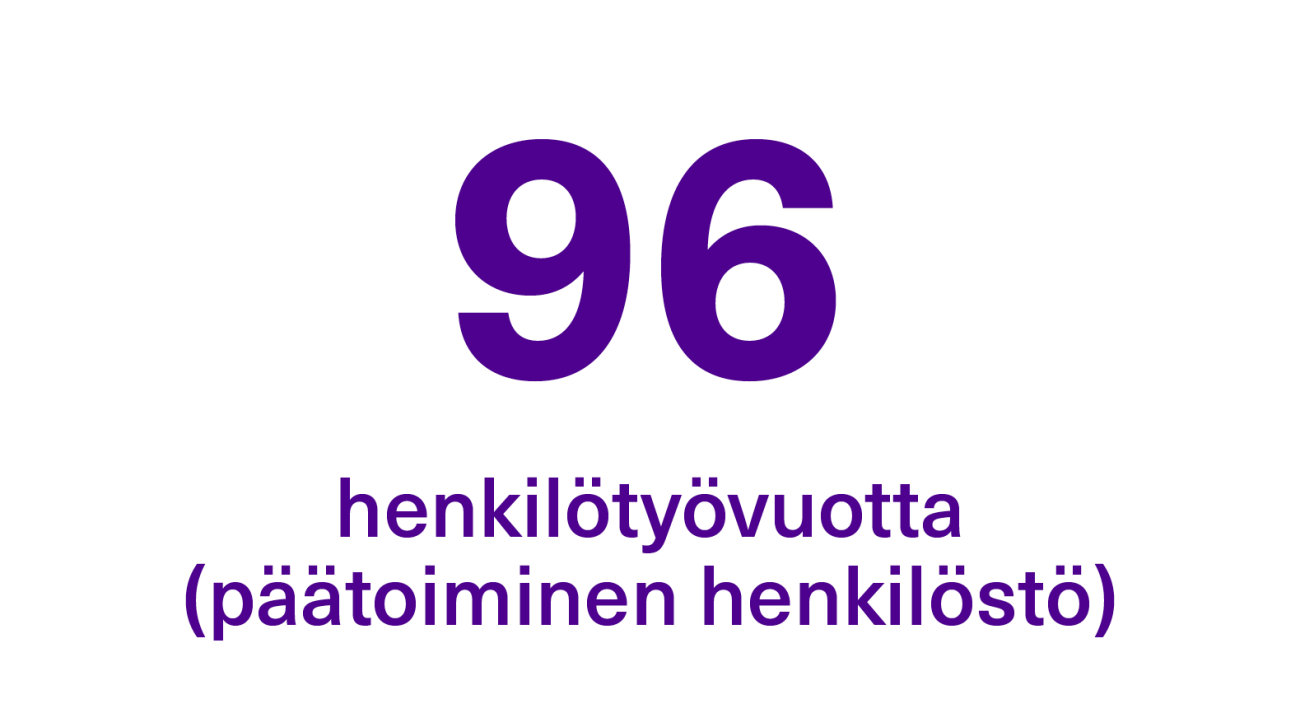 TKI-toimintaan käytettiin yhteensä 96 henkilötyövuotta (päätoiminen henkilöstö).
