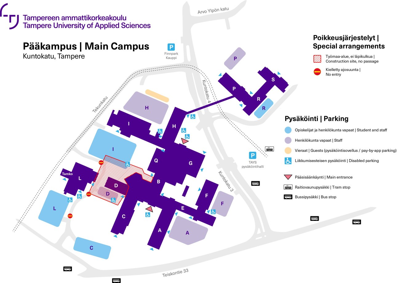 TAMKin pääkampuksen kartta
