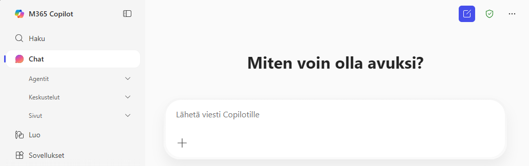 Copilot Chat TUNI-tunnuksella kirjautuneena.