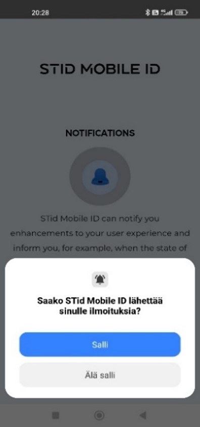 Kuva 12. Valikossa voidaan valita sallitaank sovelluksen lähettää ilmoituksia. Asetuksia voi myöhemmin muuttaa (Kuva 2/2)