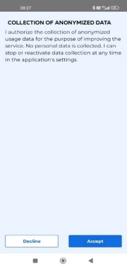 Kuva 7. Lue ja hyväksy sovelluksen mainitsemat käyttöehdot koskien käyttäjätietojen käsittelyä sivu 3/3.