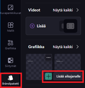 Logon lisääminen Clipchampissa aikajanalle