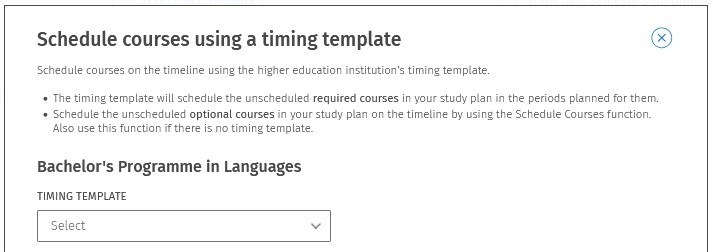 Student view in Sisu - Timeline - schedule using a timing template