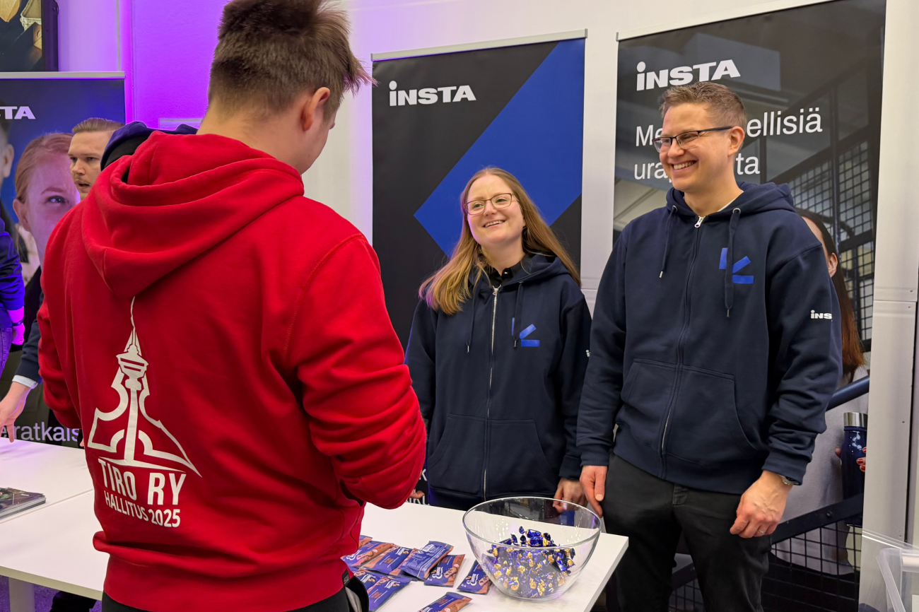 Portti Työelämään 2026 - insta, kuvassa Instan rekrytointiasiantuntijat Johanna Välimäki ja Niko Rautiainen 