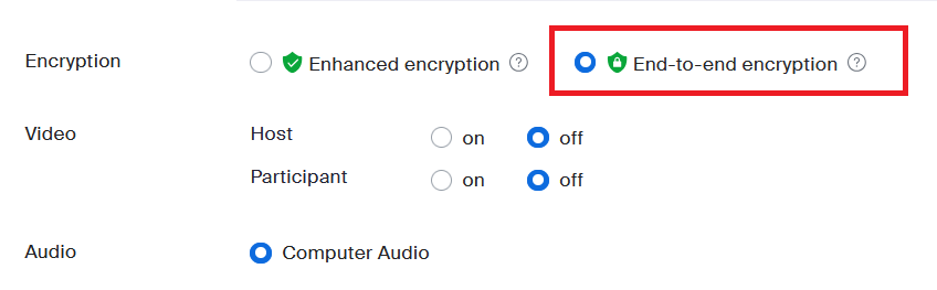 Zoom encryption type