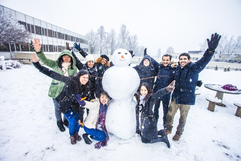 international staff members have made a snowman